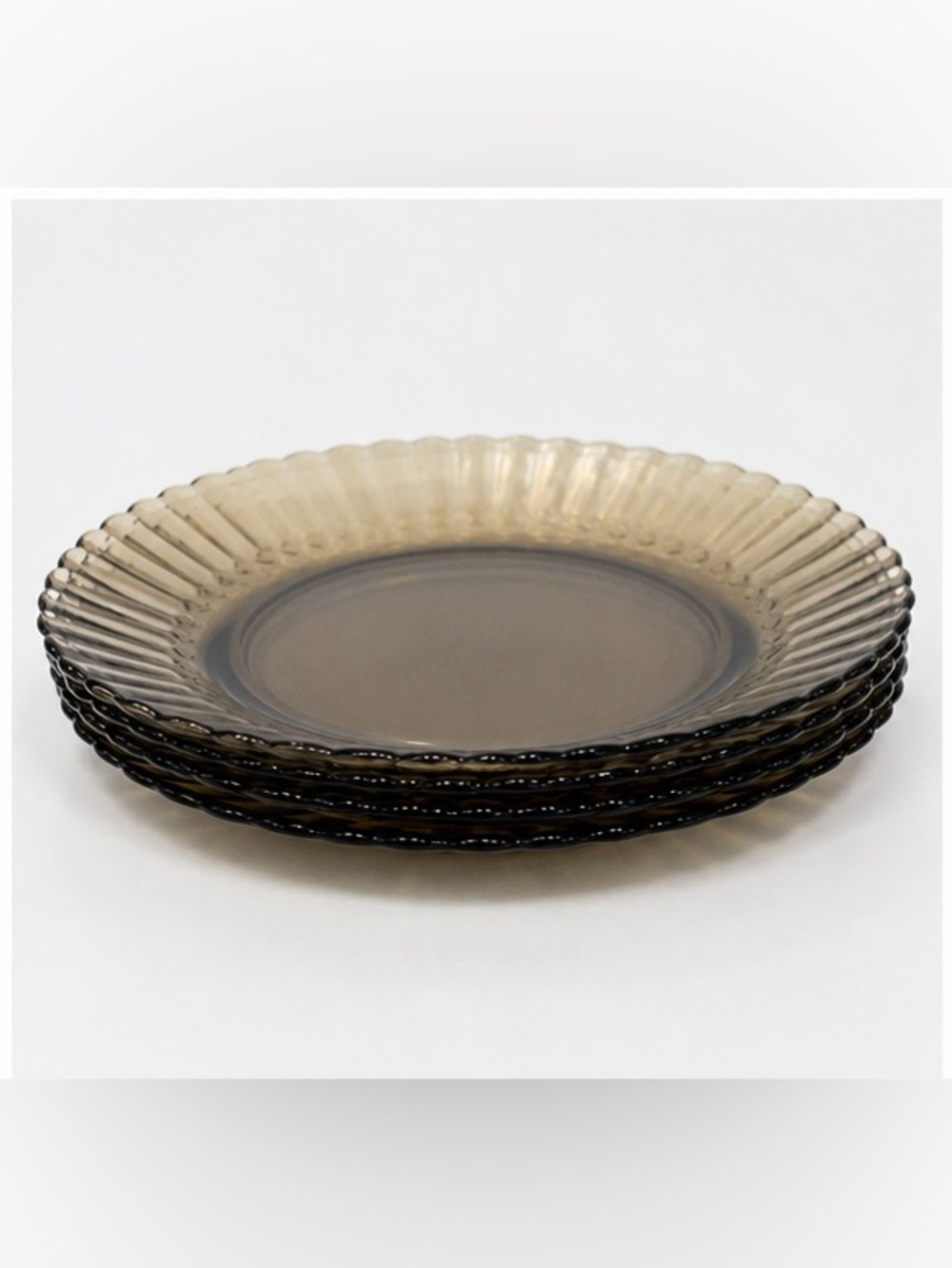 Vintage Fortecrisa Mexico Smoked Brown Glass Salad / Luncheon Plates – Set of 4